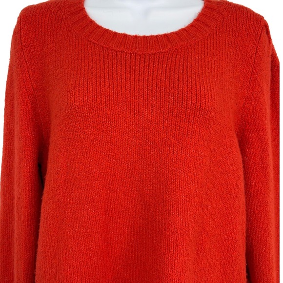 Maeve by Anthropologie Orange Knit Sweater Puff Sleeve‎ Pullover Women L Classic - Picture 3 of 11